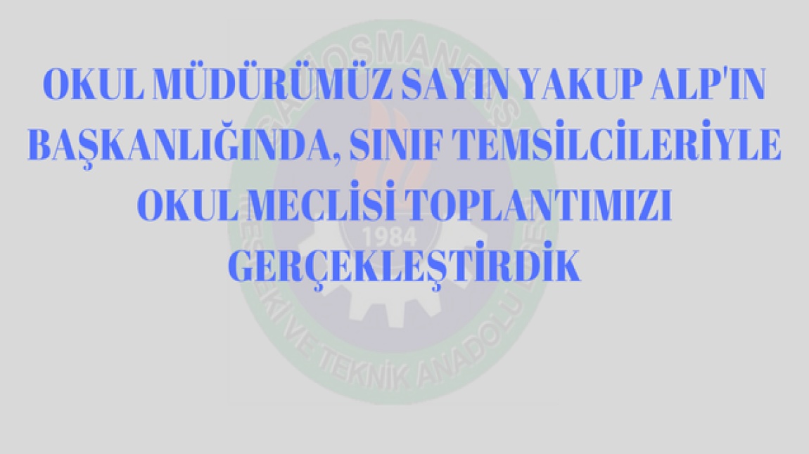 Okul Müdürümüz Sayın Yakup ALP'ın başkanlığında, sınıf temsilcileriyle Okul Meclisi toplantımızı gerçekleştirdik.